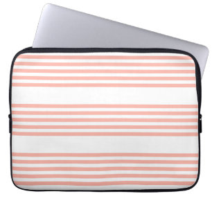 Housse Pour Ordinateur Portable Corail et blanc cinq bandes motif