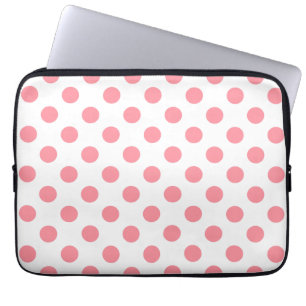 Housse Pour Ordinateur Portable Corail et pois blancs