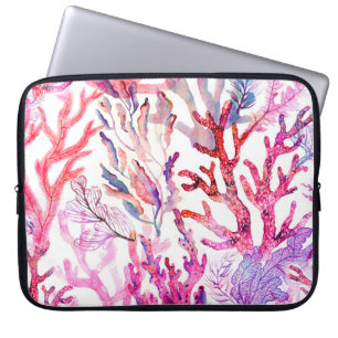 Housse Pour Ordinateur Portable Coraux aquarelles. Motif sans couture avec sous