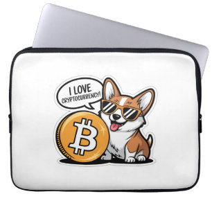 Housse Pour Ordinateur Portable Corgi Cool Aime la Cryptomonnaie