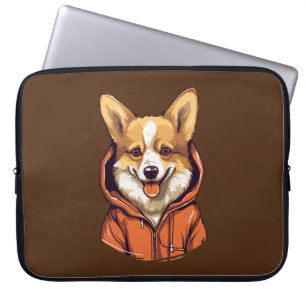 Housse Pour Ordinateur Portable Corgi Drôle Portant un Sweat à Capuche