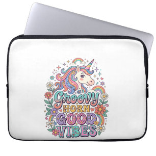 Housse Pour Ordinateur Portable Corne Groovy Licorne Bonnes Vibrations Charmant PO
