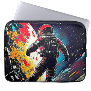 Housse Pour Ordinateur Portable Cosmos brisés : Manche de l'astronaute rétro
