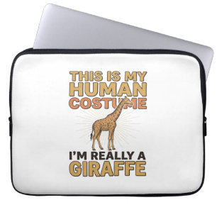 Housse Pour Ordinateur Portable Costume Humain de Girafe Drôle Gravure Vintage T-S