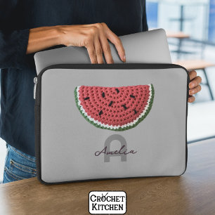 Housse Pour Ordinateur Portable Cosy Crochet Watermelon Fruit Monogramme esthétiqu