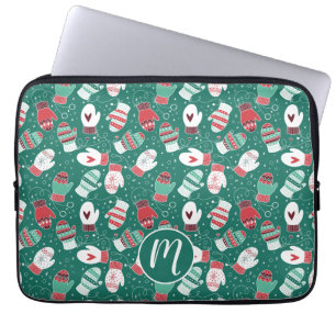 Housse Pour Ordinateur Portable Cosy hiver Noël Mittens Motif en vert