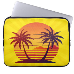 Housse Pour Ordinateur Portable Coucher de soleil avec vecteur de palmiers