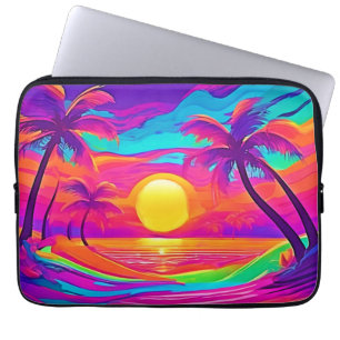Housse Pour Ordinateur Portable Coucher de soleil bleu et orange