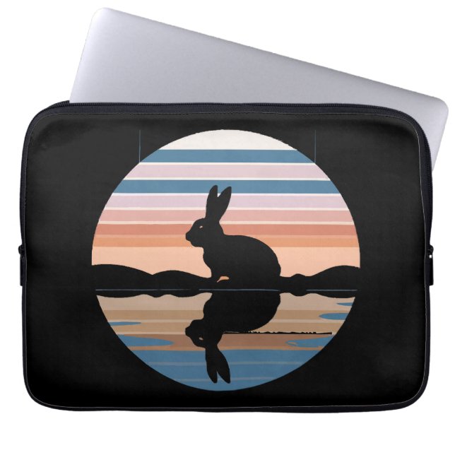 Housse Pour Ordinateur Portable Coucher de soleil rétro de lapin (Devant)