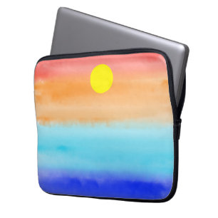 Housse Pour Ordinateur Portable Coucher de soleil sur l'aquarelle de l'océan Art A