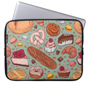 Housse Pour Ordinateur Portable Couleur dessinée à la main style boulangerie patte