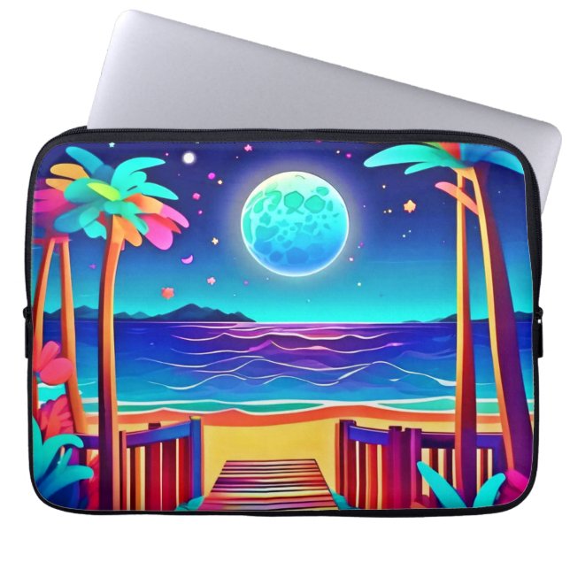 Housse Pour Ordinateur Portable Couleurs de plage Lune (Devant)