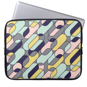 Housse Pour Ordinateur Portable Couleurs pâles géométriques : Motif rétro