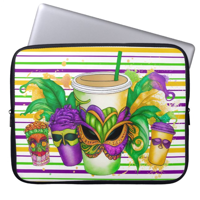 HOUSSE POUR ORDINATEUR PORTABLE COUPES GRAS MARDI VERT PURPLE (Devant)