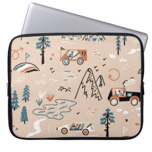 Housse Pour Ordinateur Portable Course hors route, vintage sans couture.