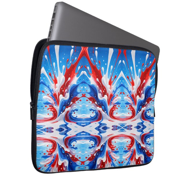 Housse Pour Ordinateur Portable Couverture Éclaboussure Rouge Blanc et Bleu (Devant droit)