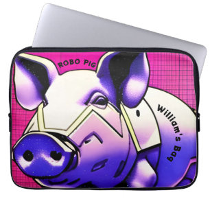 Housse Pour Ordinateur Portable Couverture ROBO PIG iPad. Texte modifiable. Pochet
