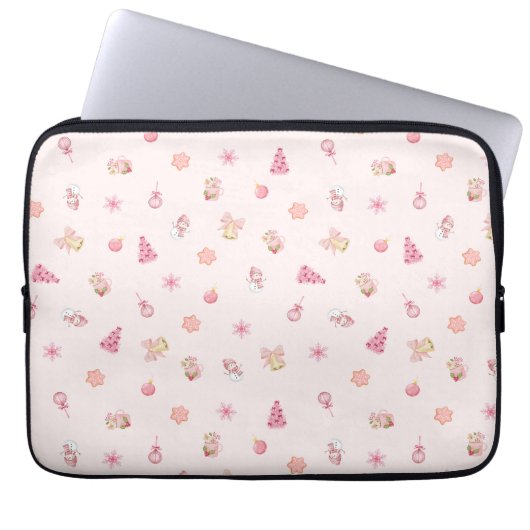 Housse Pour Ordinateur Portable Cozy Pink Christmas Pattern (Devant)