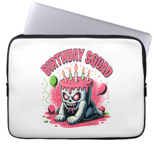 Housse Pour Ordinateur Portable Crâne de gâteau déplaisant Escouade d'anniversaire