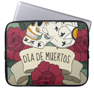 Housse Pour Ordinateur Portable Crâne floral Dia de los Muertos Pochette Ordinat