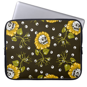 Housse Pour Ordinateur Portable crânes de tournesol sans couture motif
