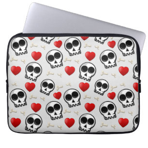 Housse Pour Ordinateur Portable Crânes et Coeurs rouges Motif Halloween