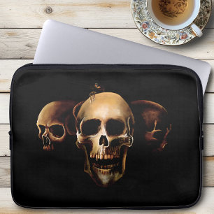 Housse Pour Ordinateur Portable Crânes gothiques sombres Trio noir créature humain