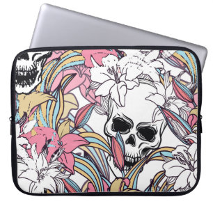 Housse Pour Ordinateur Portable Crânes Lily Fleurs : Boho Vintage.