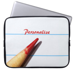 Housse Pour Ordinateur Portable Crayon De L'Enseignant Rouge Sur Papier Linqué Ave