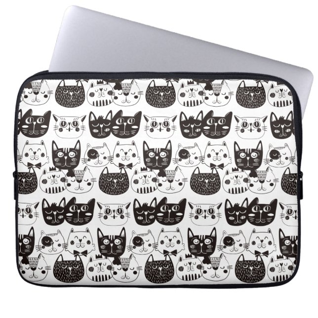 Housse Pour Ordinateur Portable Crazy Cat face Motif (Devant)