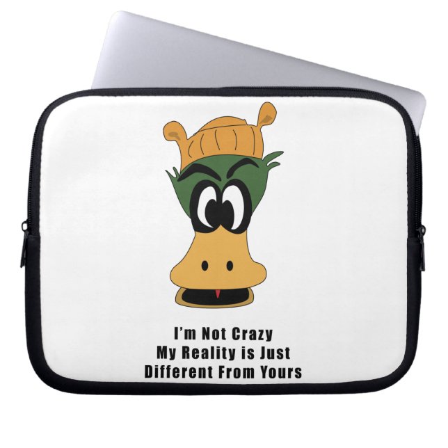 Housse Pour Ordinateur Portable Crazy Green Cartoon Canard Réalité différente (Devant)