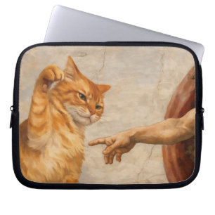 Housse Pour Ordinateur Portable Création d'Adam avec le chat Sarca, une œuvre d'ar