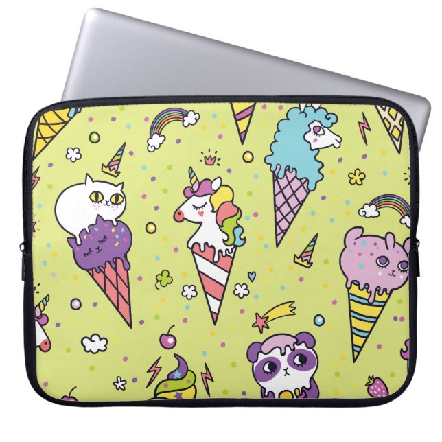 Housse Pour Ordinateur Portable Crème glacée Pop Cute : Motif animal (Devant)