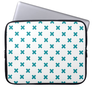 Housse Pour Ordinateur Portable Crochets turquoises sur blanc