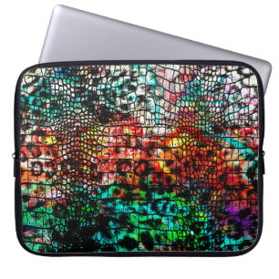 Housse Pour Ordinateur Portable Crocodile et léopard motif avec abstrait coloré