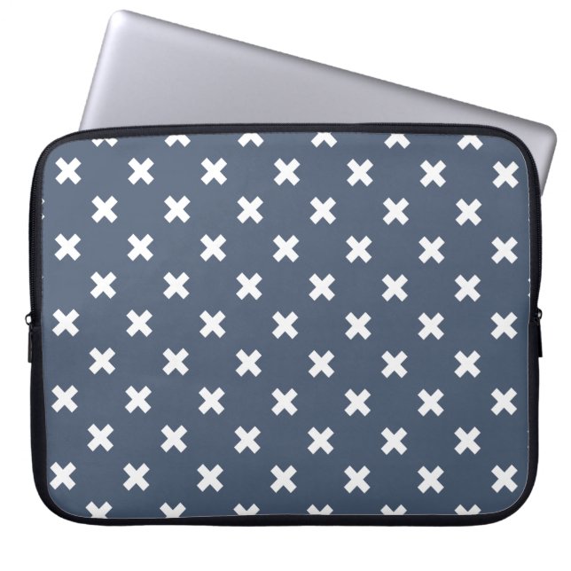 Housse Pour Ordinateur Portable Croix blanches sur bleu-gris (Devant)