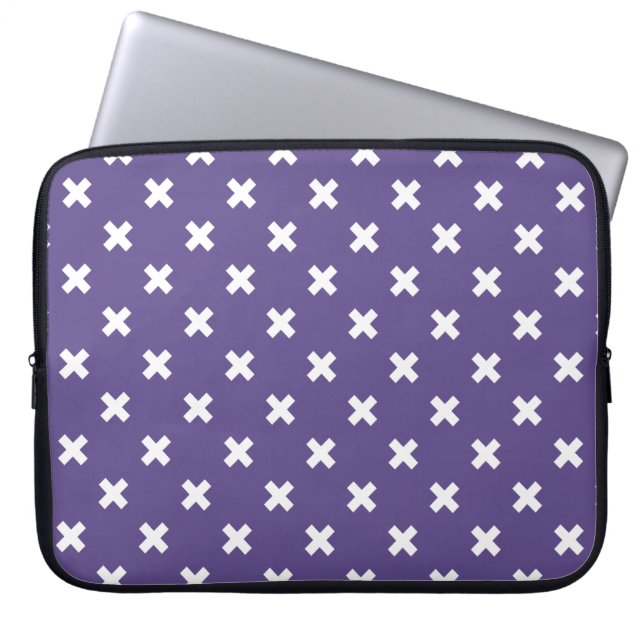 Housse Pour Ordinateur Portable Croix blanches sur ultra violet (Devant)