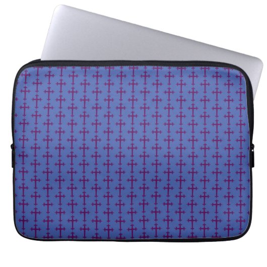 Housse Pour Ordinateur Portable Croix chrétienne violette (Devant)