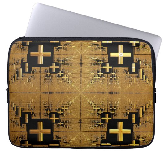 Housse Pour Ordinateur Portable Croix d'or fractée (Devant)