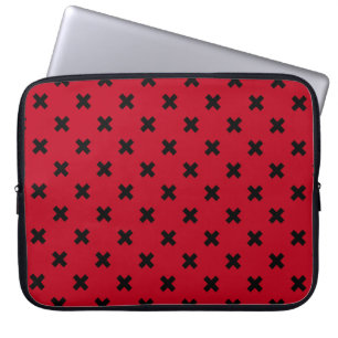 Housse Pour Ordinateur Portable Croix noire sur le rouge
