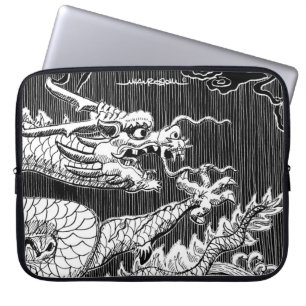 Housse Pour Ordinateur Portable Croquis en encre de dragon chinois traditionnel