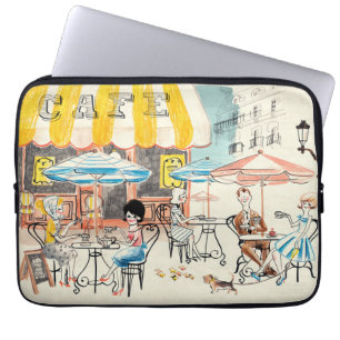 Housse Pour Ordinateur Portable Croquis mignon de scène de la France Café