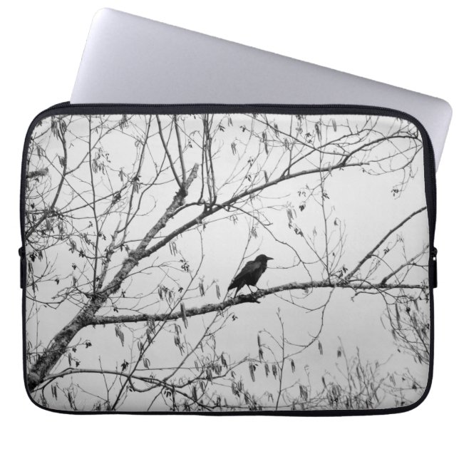 Housse Pour Ordinateur Portable Crow dans un Birch Tree (Devant)