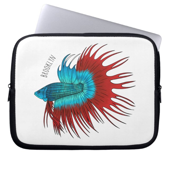 Housse Pour Ordinateur Portable Crowntail betta fish dessin animé (Devant)