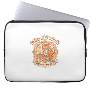 Housse Pour Ordinateur Portable Ctrl Alt Meow Chat Gamer Tech Vintage Vector Art S