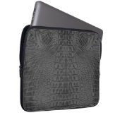 Housse Pour Ordinateur Portable Cuir de crocodile noir (Devant droit)