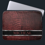 Housse Pour Ordinateur Portable Cuir noir foncé personnalisé<br><div class="desc">Pochette pour ordinateur portable. Doté d'un design personnalisé en cuir rouge foncé et prêt à être personnalisé. REMARQUE : SEULEMENT CHANGER LES ZONES MODÈLES NÉCESSAIRES! 😀 Si nécessaire, vous pouvez supprimer le texte et commencer à ajouter le texte et la police que vous voulez. 📌 Si vous avez besoin d'une...</div>
