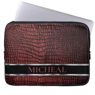 Housse Pour Ordinateur Portable Cuir noir foncé personnalisé