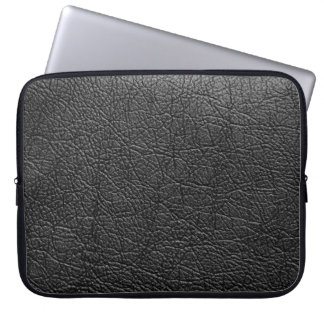 Housse Pour Ordinateur Portable Cuir noir : texture de closeup transparente.