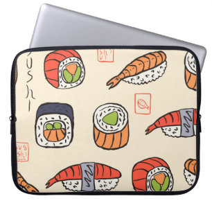 Housse Pour Ordinateur Portable Cuisine sushi, design motif sans soudure.